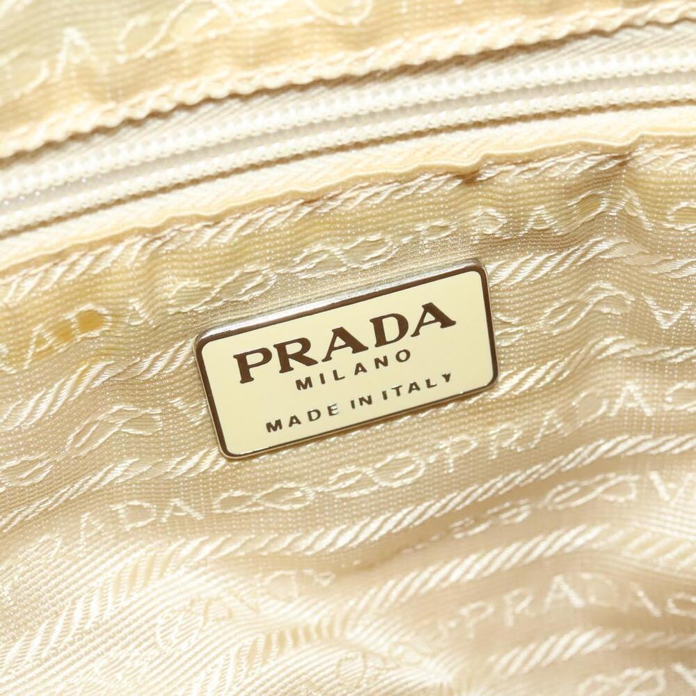 PRADA Tote Bag Nylon Leather Beige Silver Auth bs27840 - Picture 10 of 16